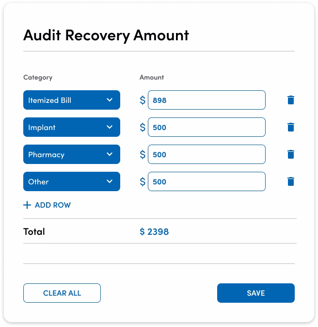 Claims Recovery Amount Calculation